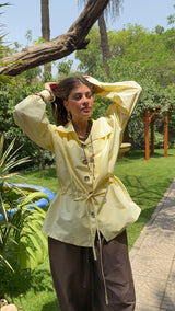LEENA High Neck shirt - butter yellow
