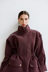 Burgundy leather  safari jacket