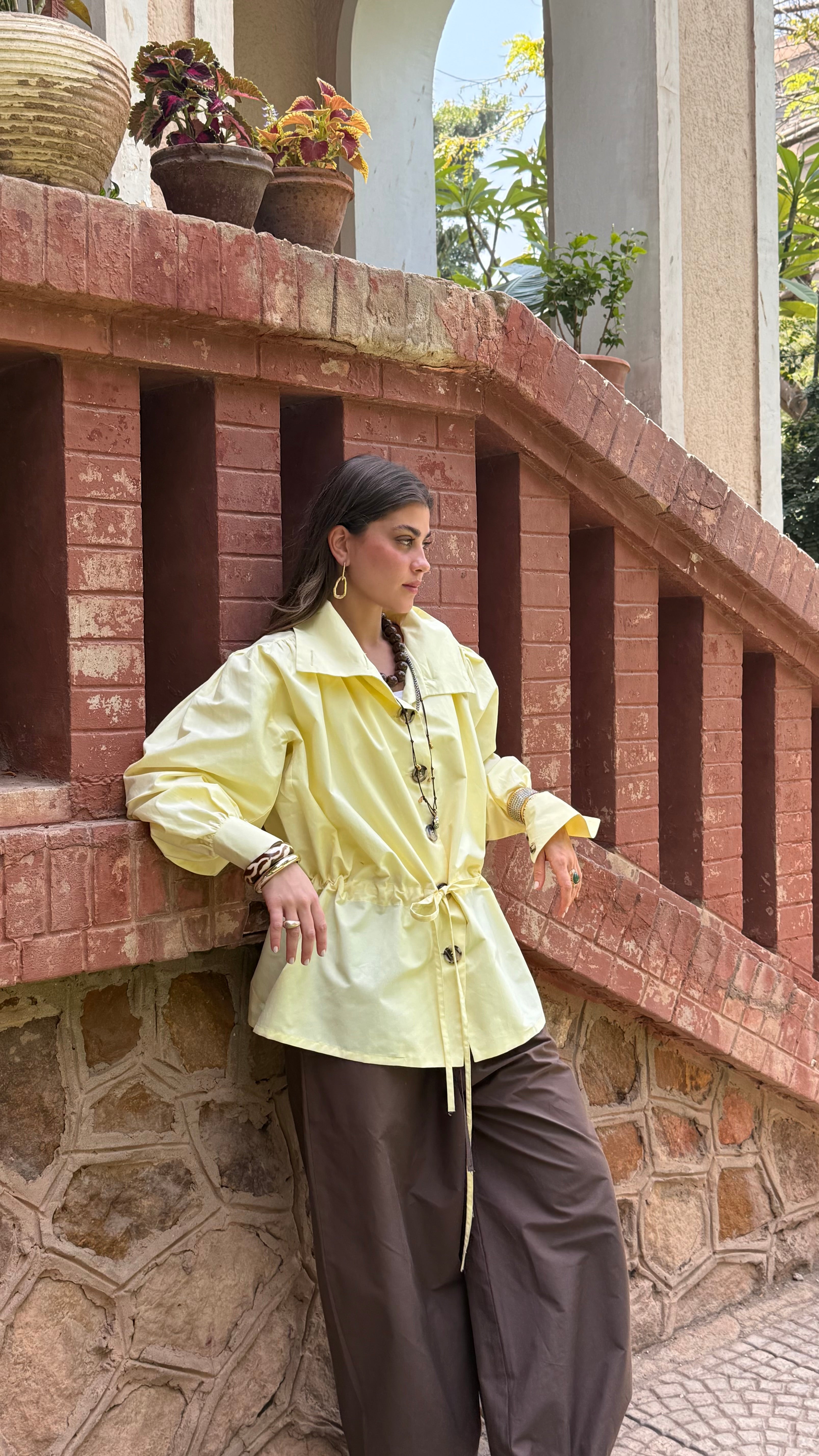 LEENA High Neck shirt - butter yellow