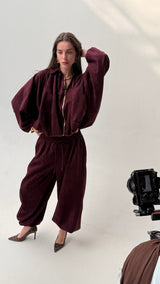 Burgundy suede ballon set